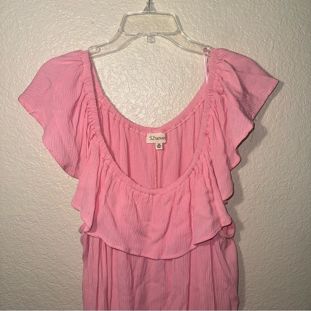 Pink Ruffle Dress Women’s 3X Flowy Cottagecore Feminine Summer - Picture 2 of 13